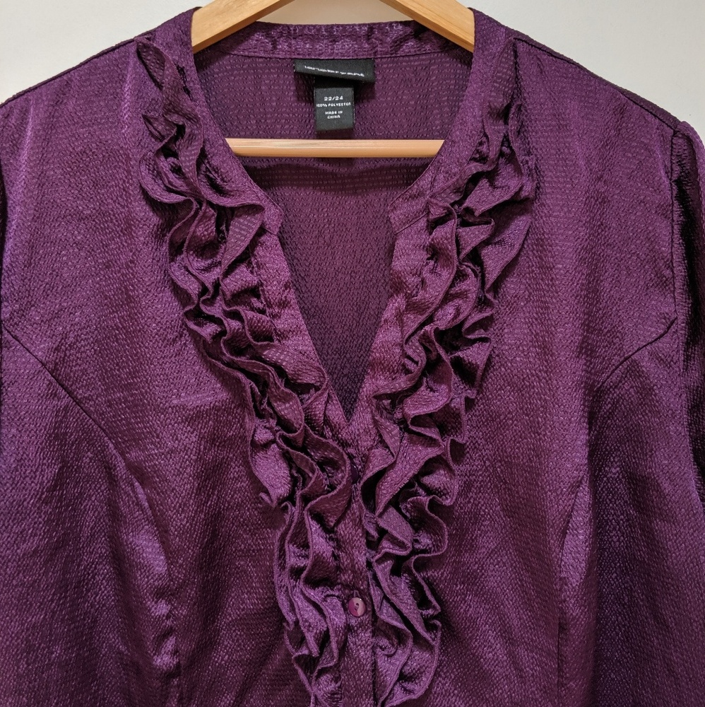 Lane Bryant Ruffle button up blouse